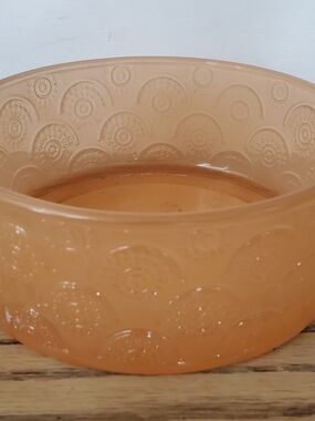 Sea & Sand - Decorative Glass Candle Holder - Light Orange (8"W x 3"H)